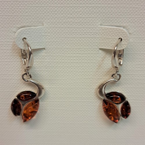 HWG-2356 Earrings, Three Ambers, Round Dangle $45 at Hunter Wolff Gallery